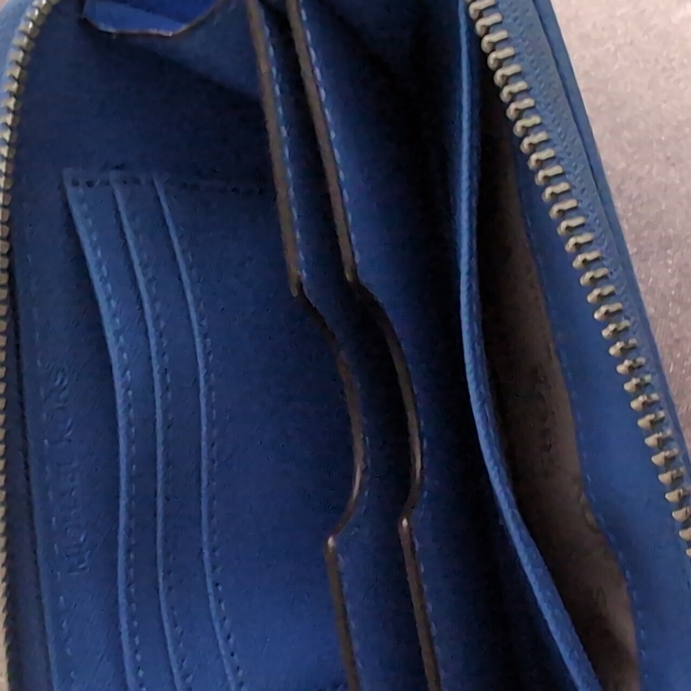 Michael Kors Blue Saffiano Leather Zip around Wallet - Picture 5 of 9
